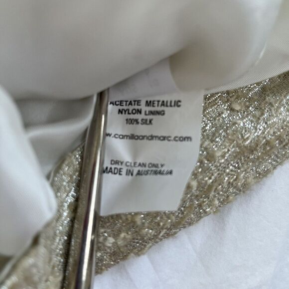 Camilla And Marc Metallic Bustier Mini Dress Size 6 Champagne Gold Tulip Party - Picture 13 of 13